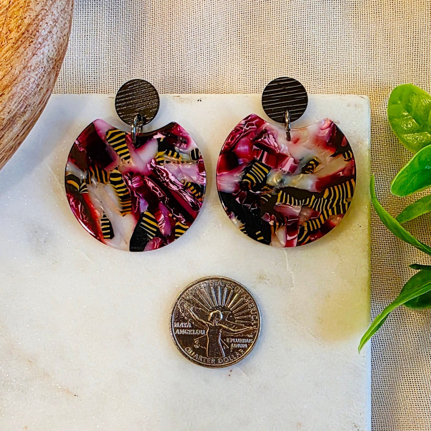 Purple Notched Round Dangles