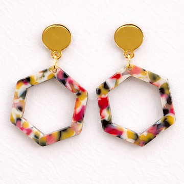 Pink Hexagon Dangles