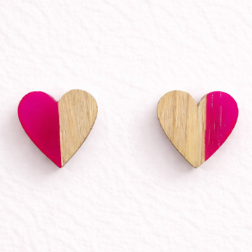 Hot Pink Heart Studs