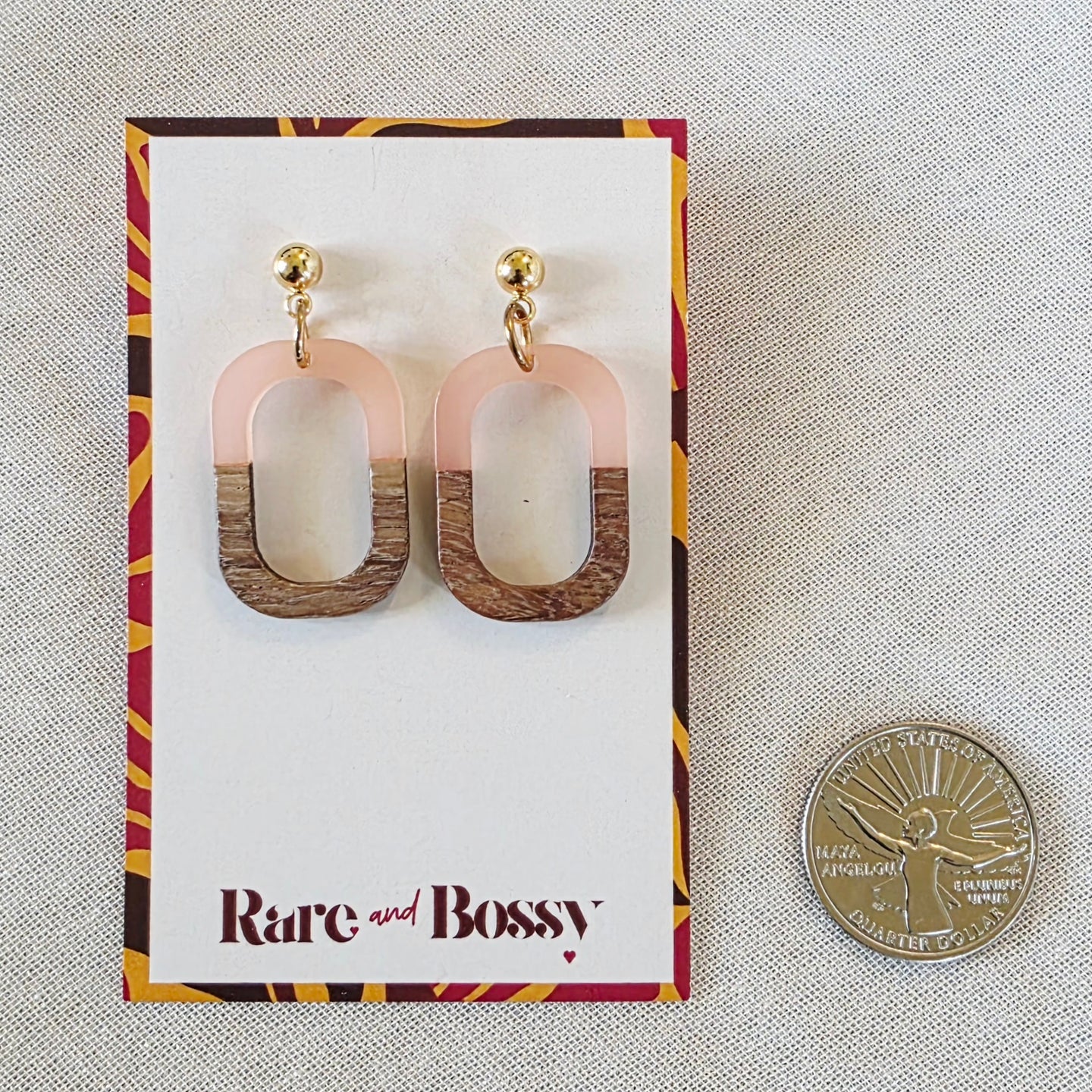 Blush Pink Open Rounded Rectangle Dangles (Dr. Amy)