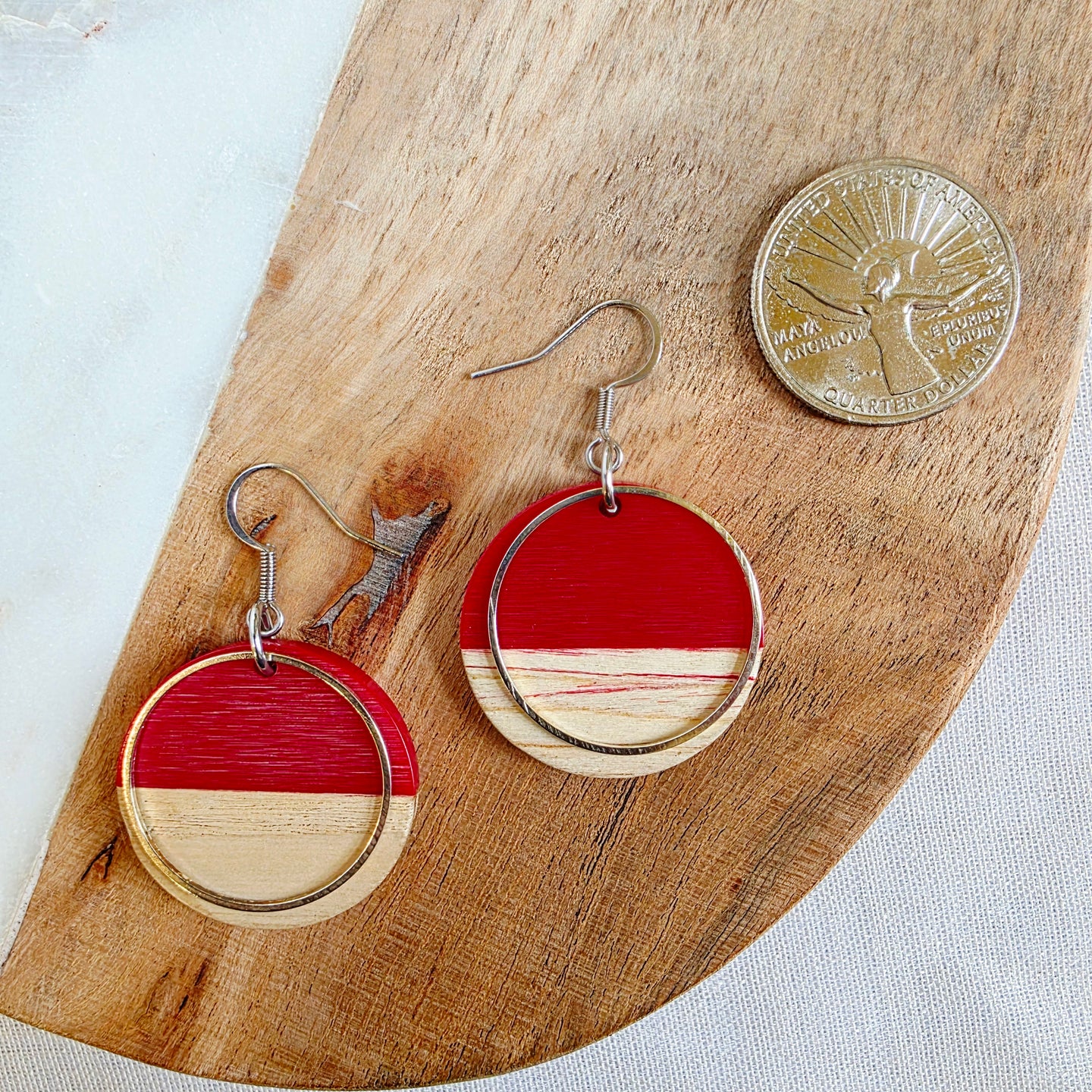 Red Layered Circle Dangles