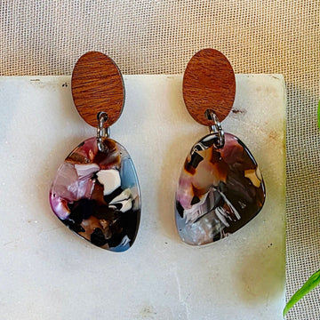 Purple Mosaic Pebble Dangles 1