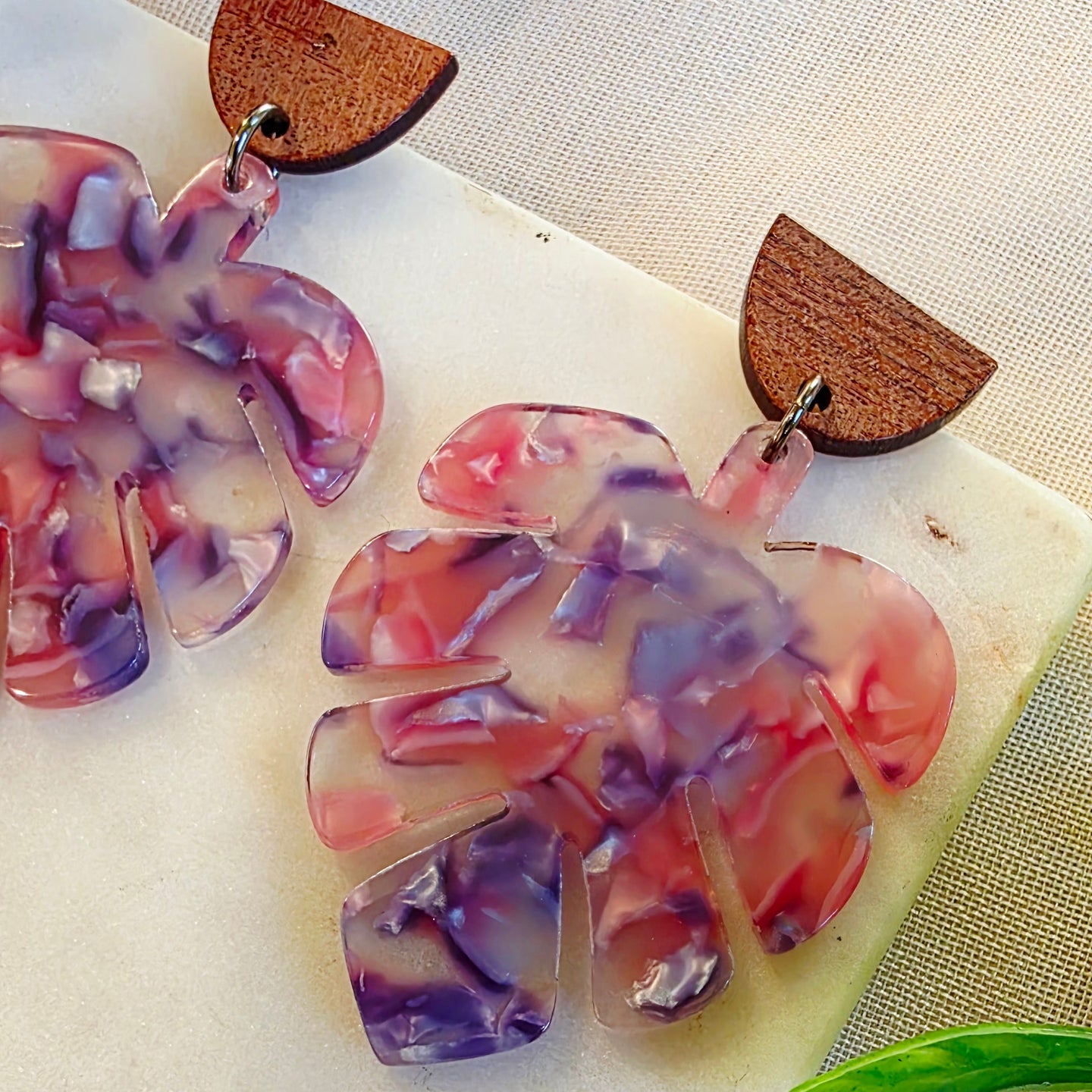 Purple Leaf Marbled Dangles 1