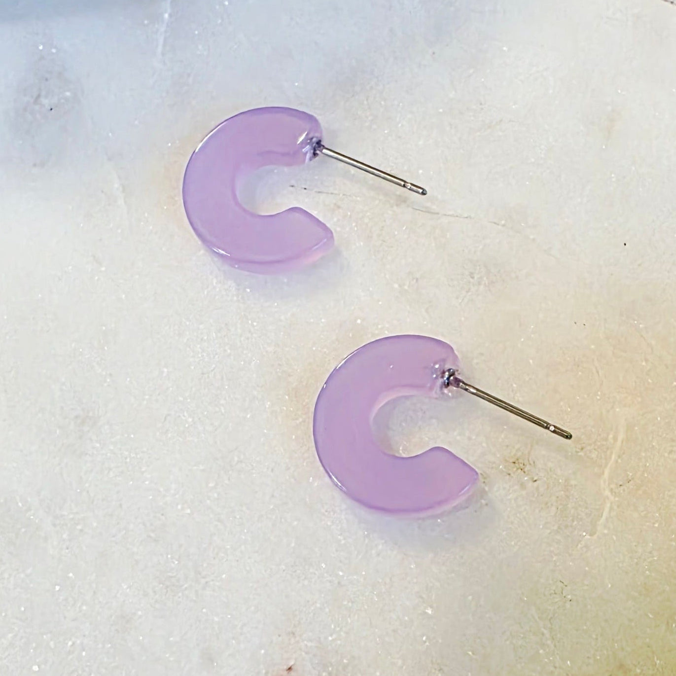 Purple Mini Pebble Hoops