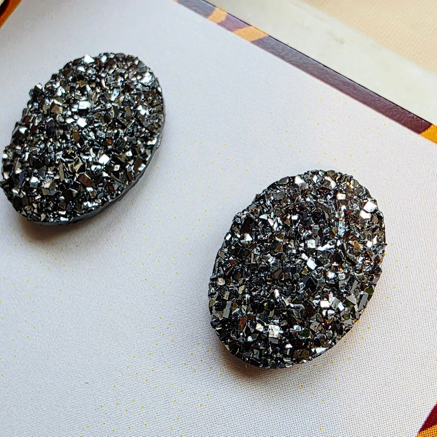 Charcoal Oval Druzy Studs