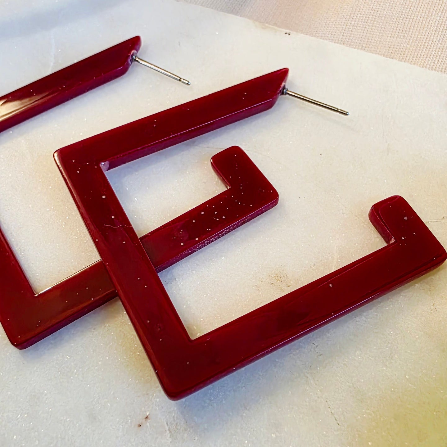 Burgundy Square Hoops