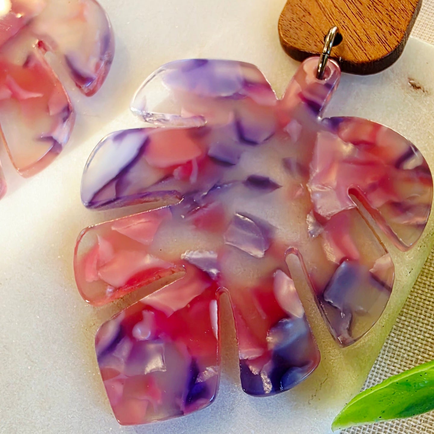 Purple Leaf Marbled Dangles 2