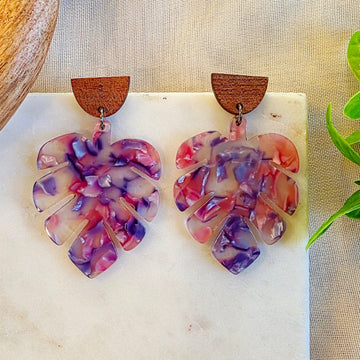 Purple Leaf Marbled Dangles 1