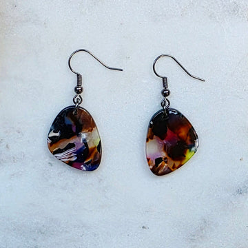 Purple Mosaic Pebble Dangles