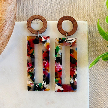 Multicolor Open Rectangle Dangles 1