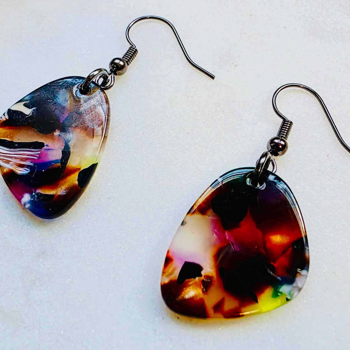 Purple Mosaic Pebble Dangles