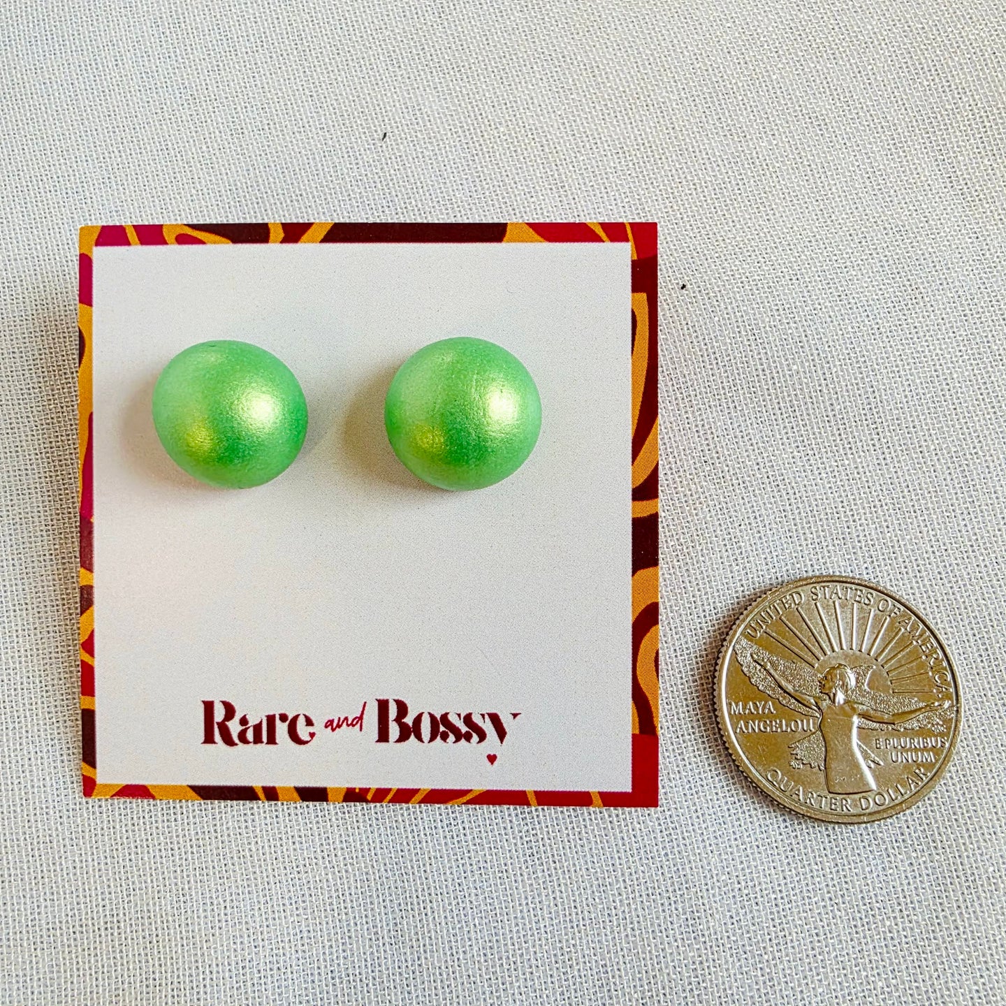 Lime Green Pearl Studs
