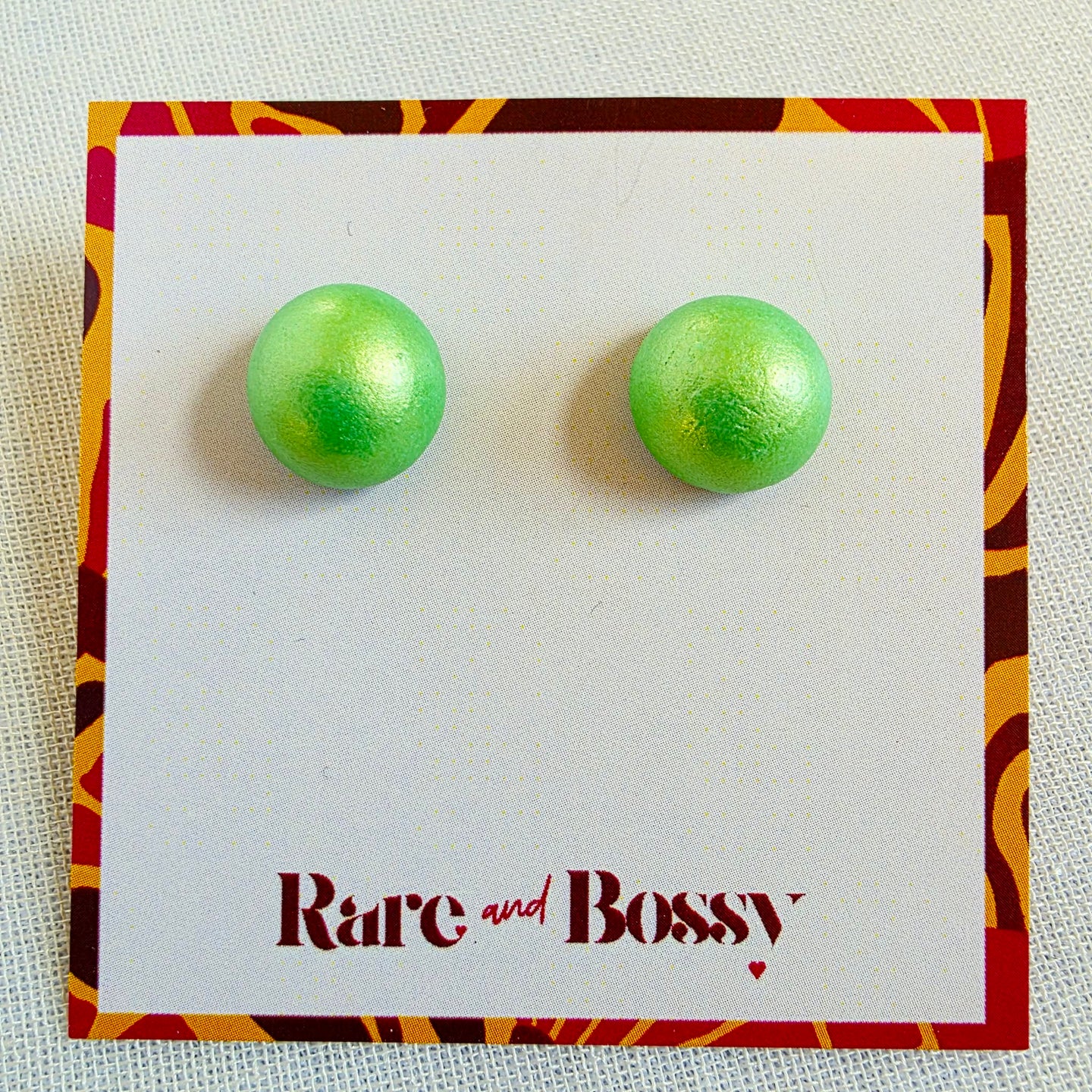 Lime Green Pearl Studs