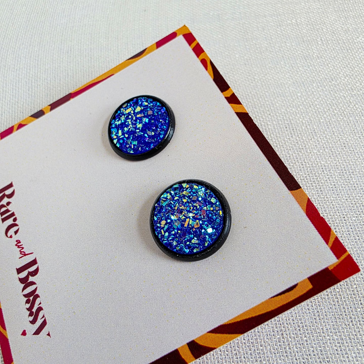 Blue Druzy Studs