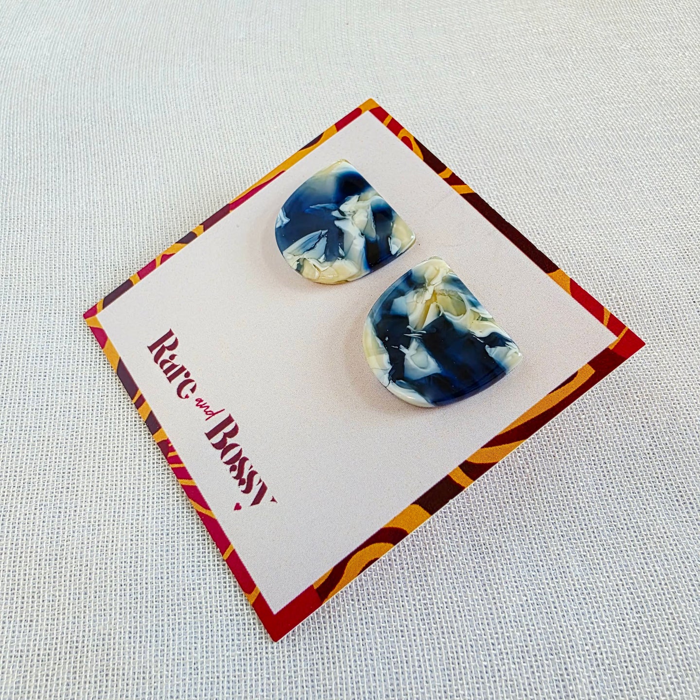 Blue Half Circle Studs