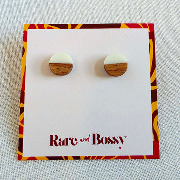 White Circle Studs