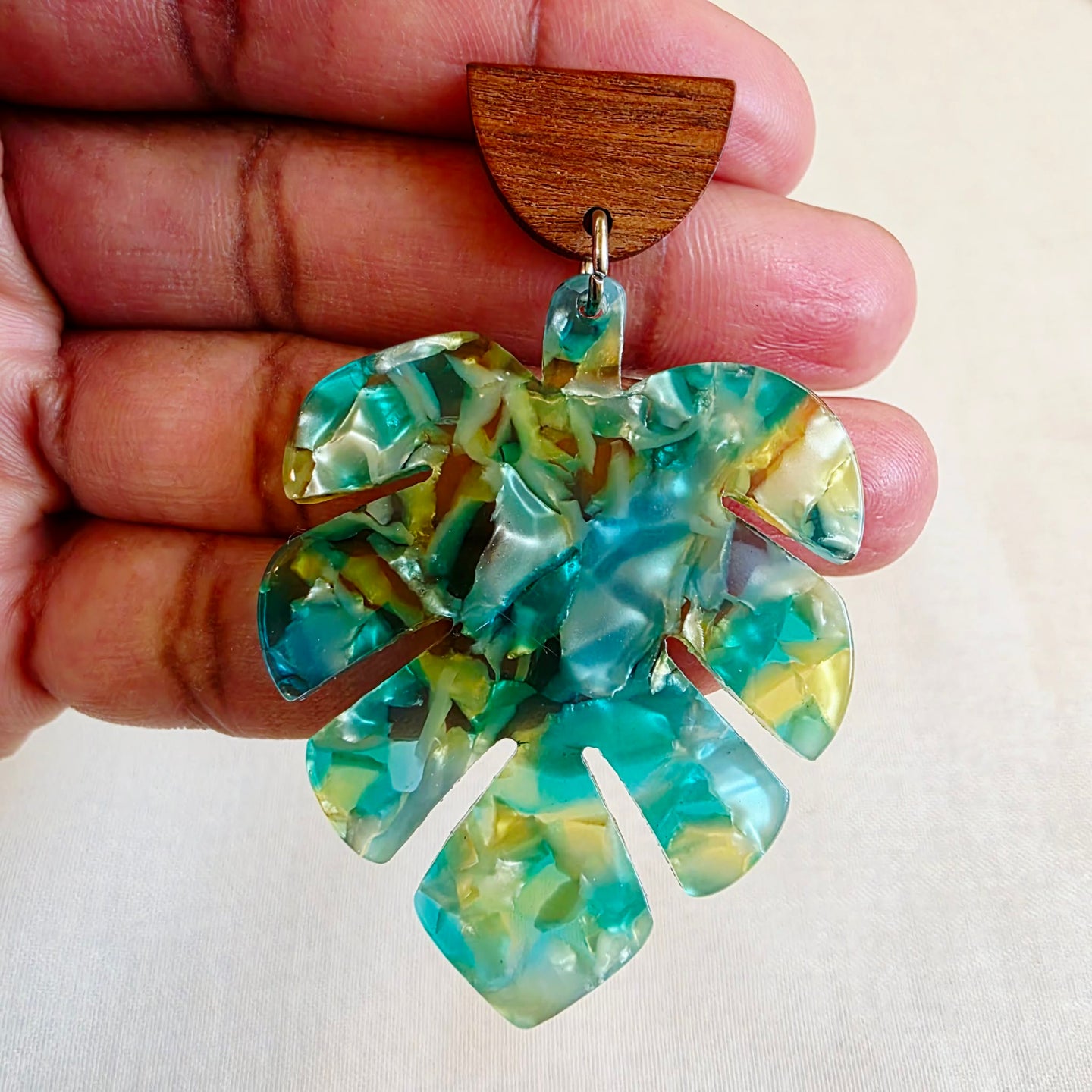 Green Leaf Walnut Dangles