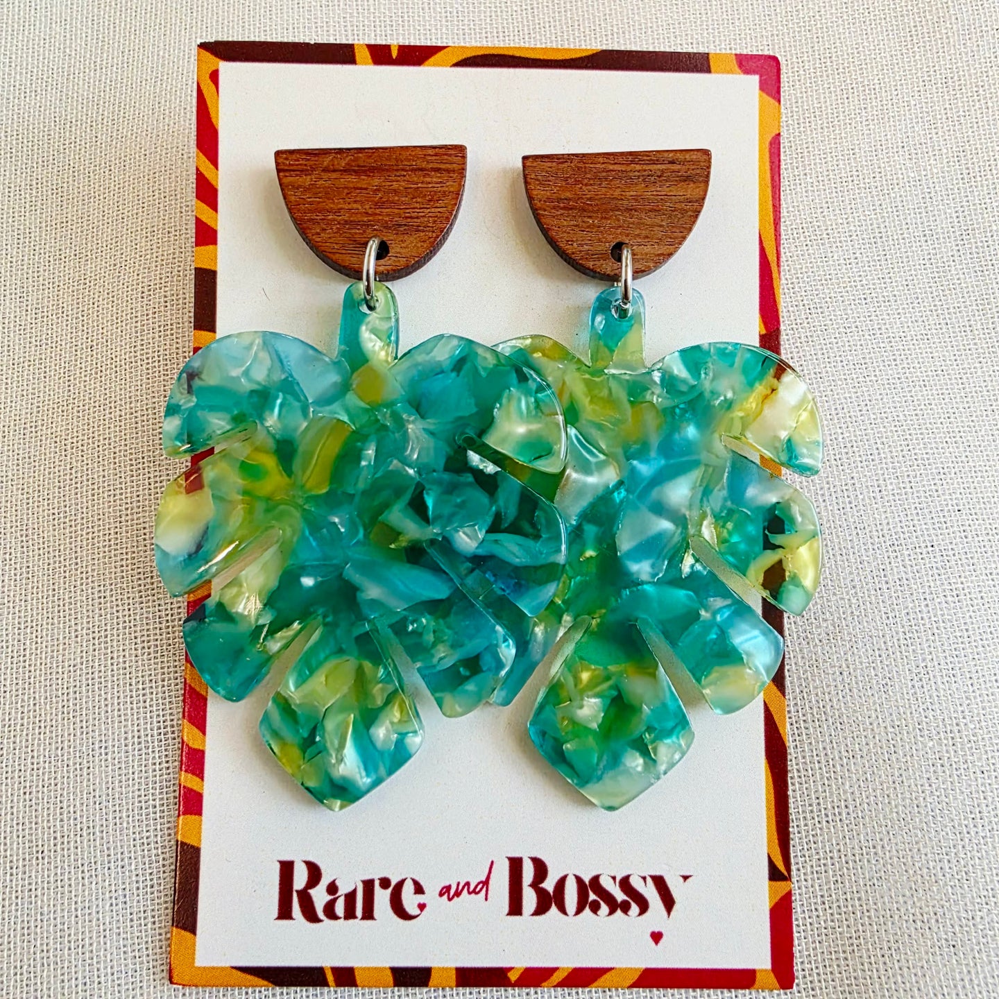 Green Leaf Walnut Dangles