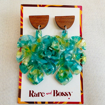 Green Leaf Walnut Dangles
