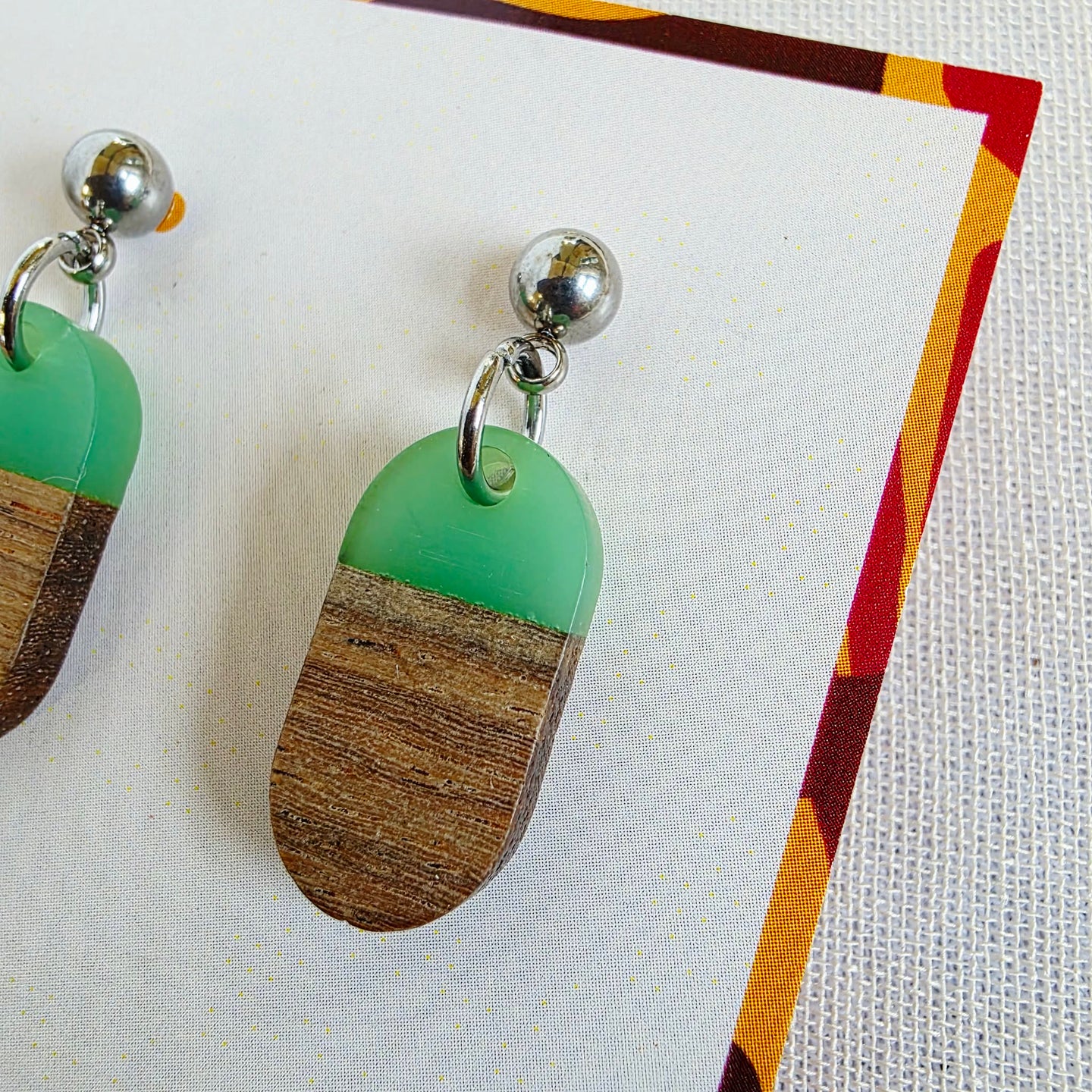 Green Oval Dangles+Studs Duo