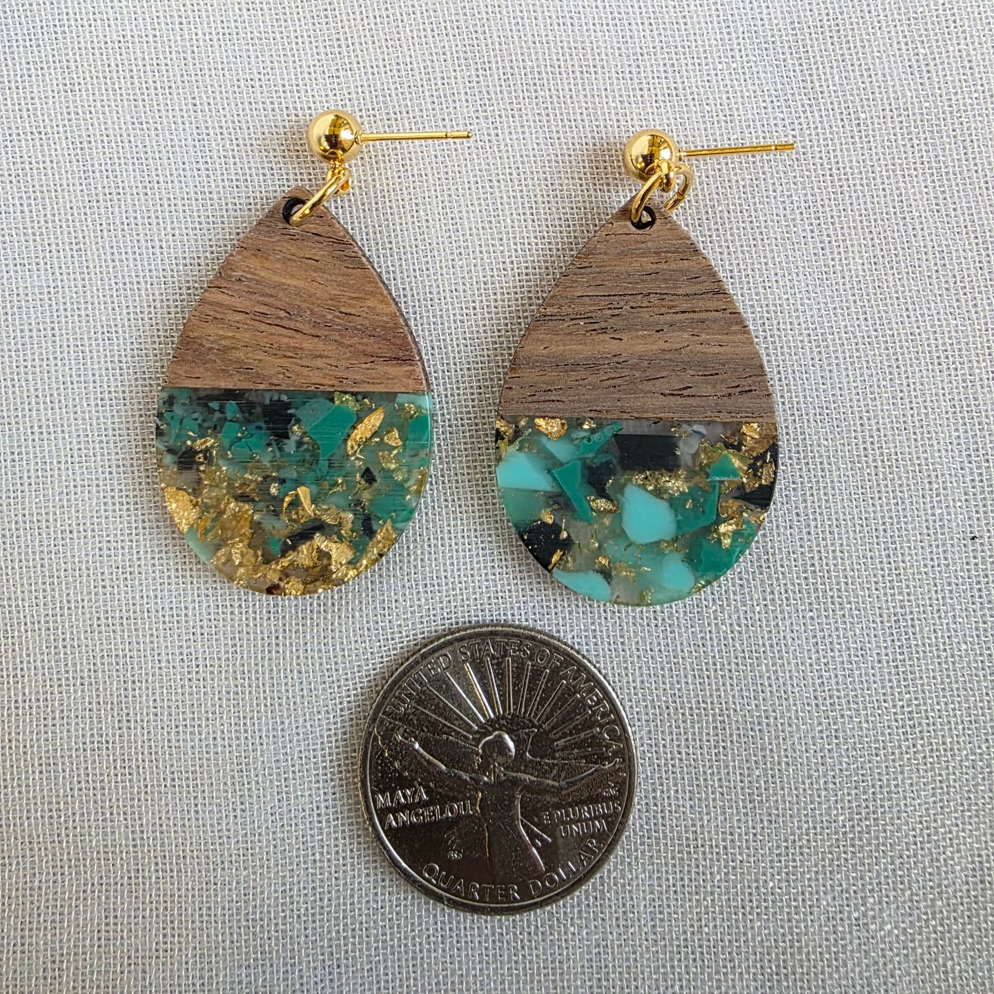 Green Confetti Teardrop Dangles (Dr. Amy)