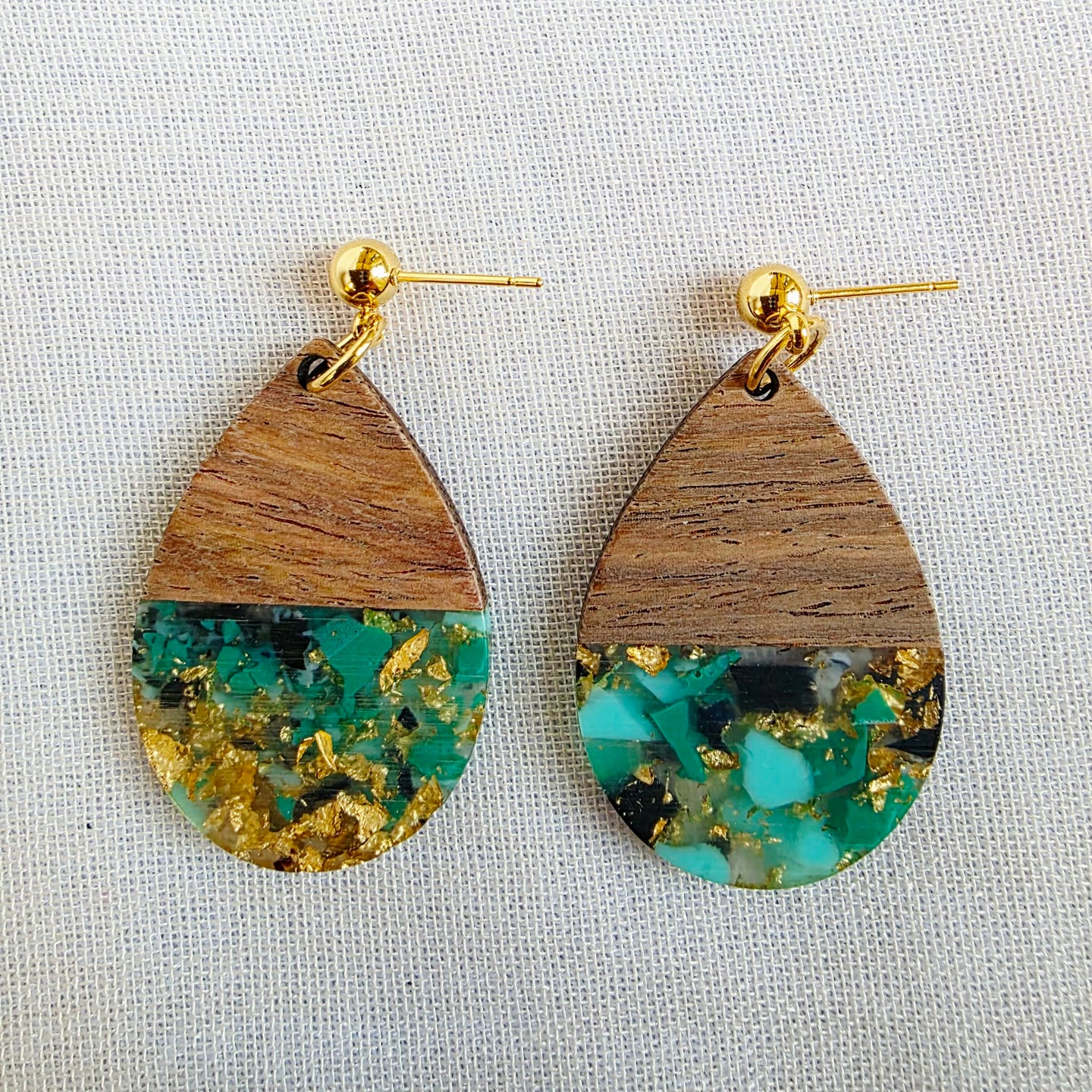 Green Confetti Teardrop Dangles (Dr. Amy)