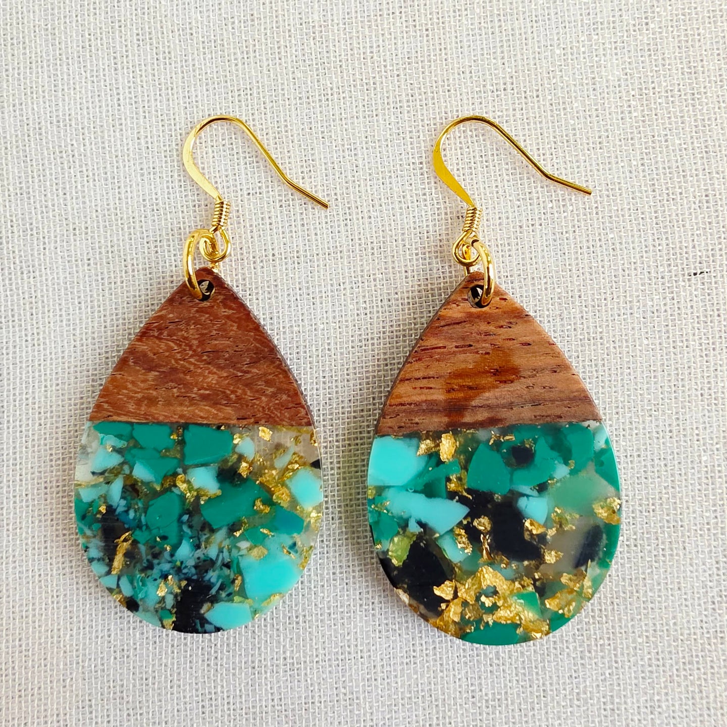Green Confetti Teardrop Dangles (Dr. Amy)
