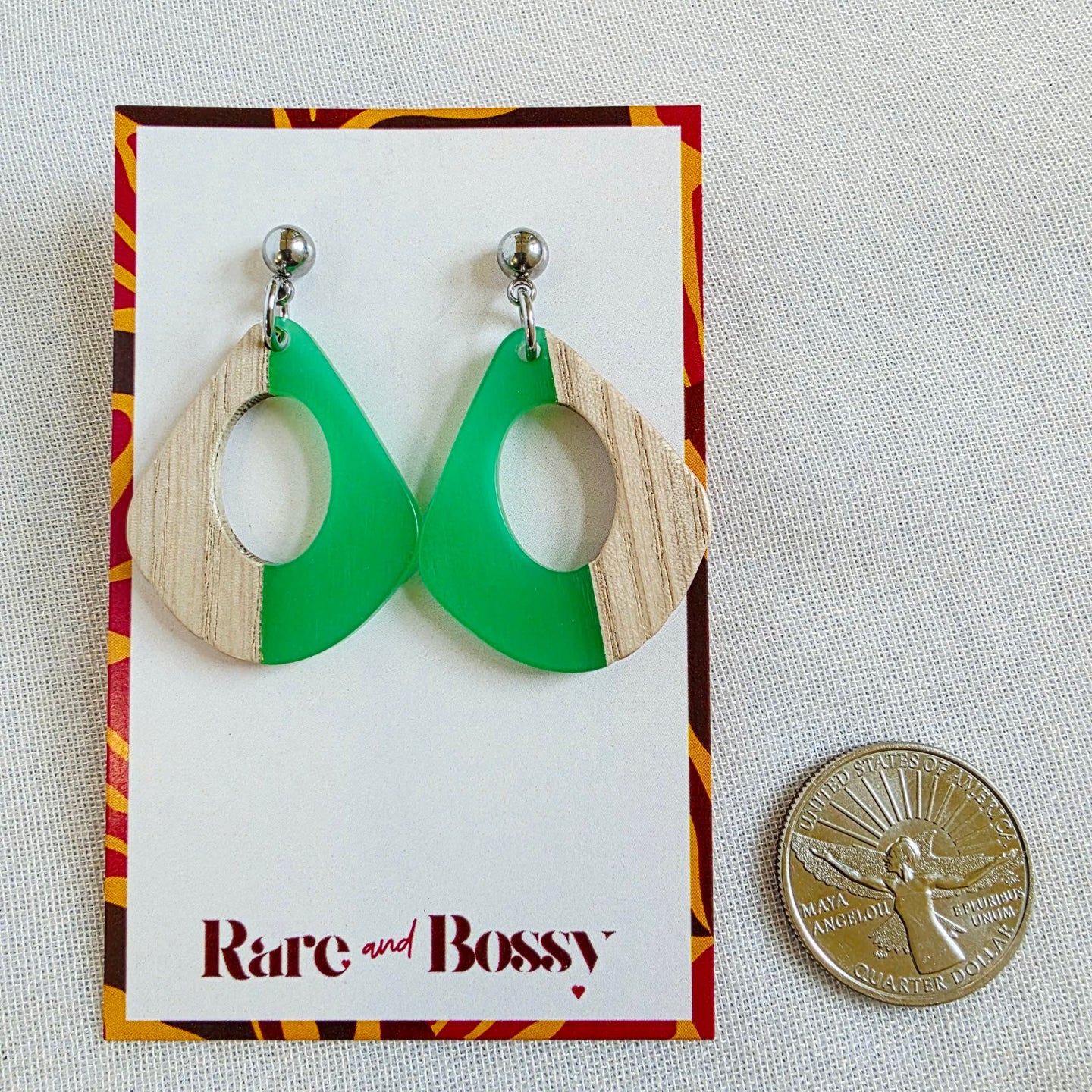Green Open Teardrop Dangles (Dr. Amy)