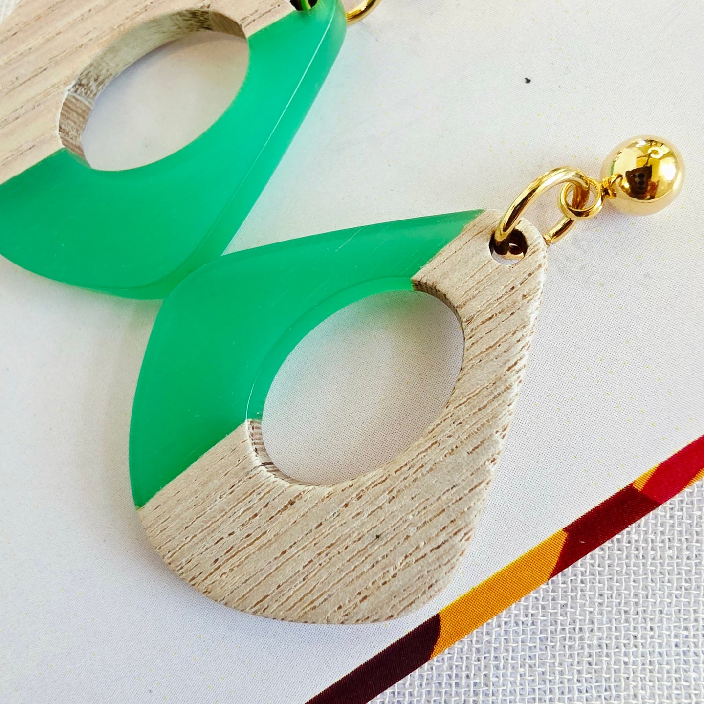 Green Open Teardrop Dangles (Dr. Amy)