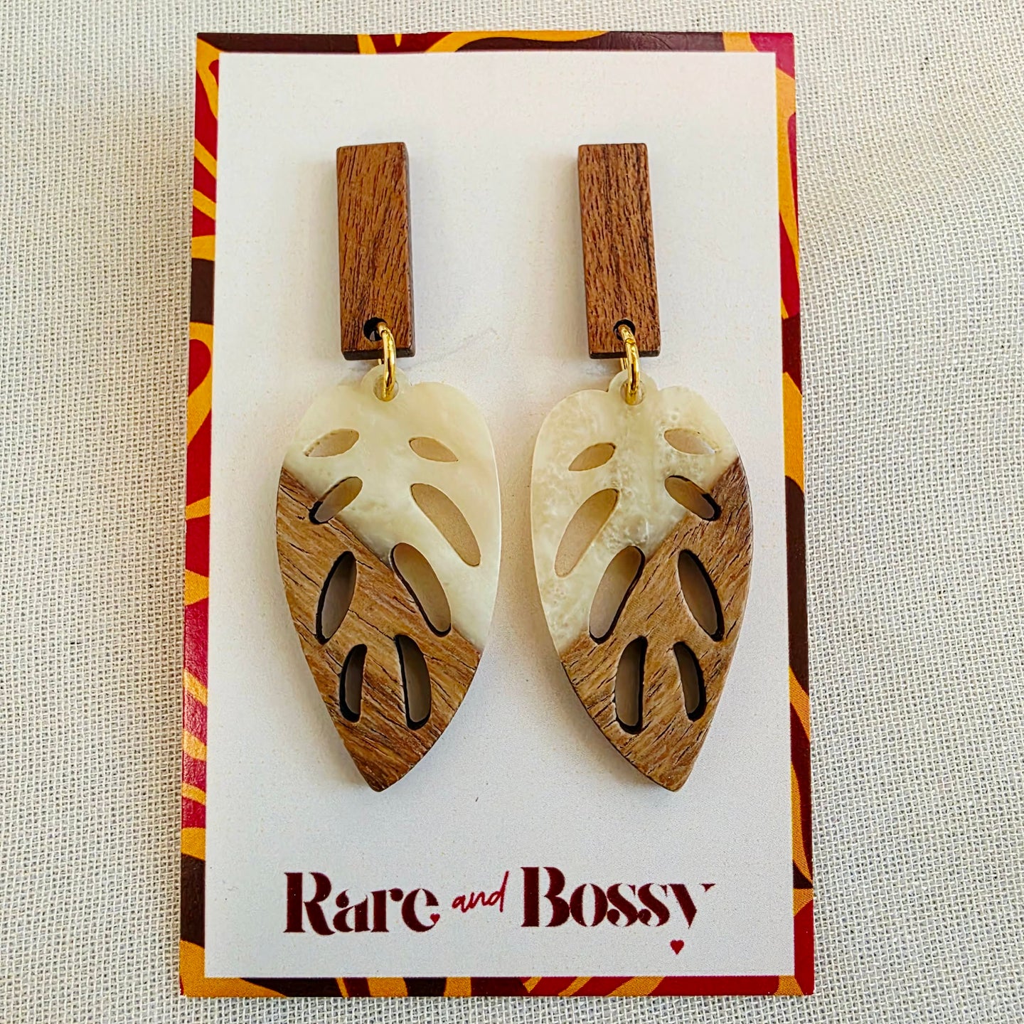 Ivory Leaf Walnut Dangles