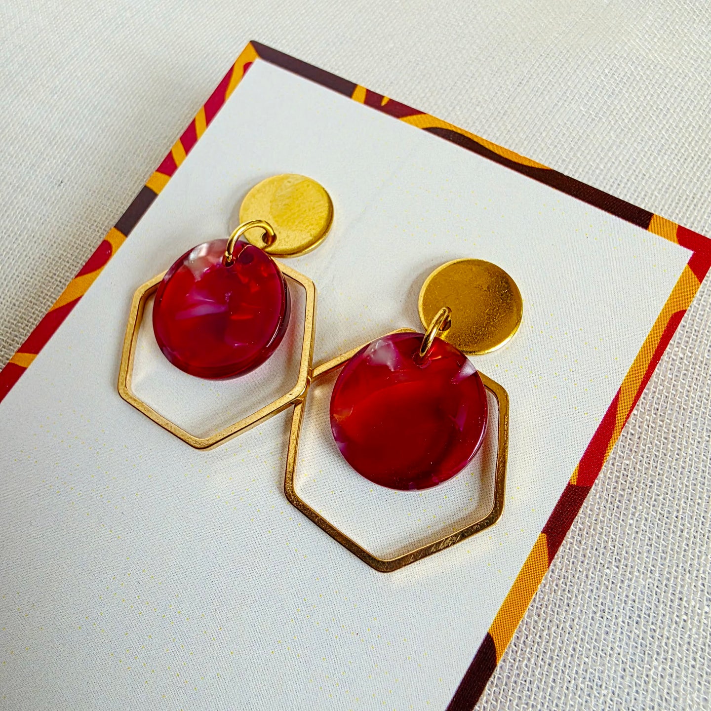 Red Hexagon Dangles
