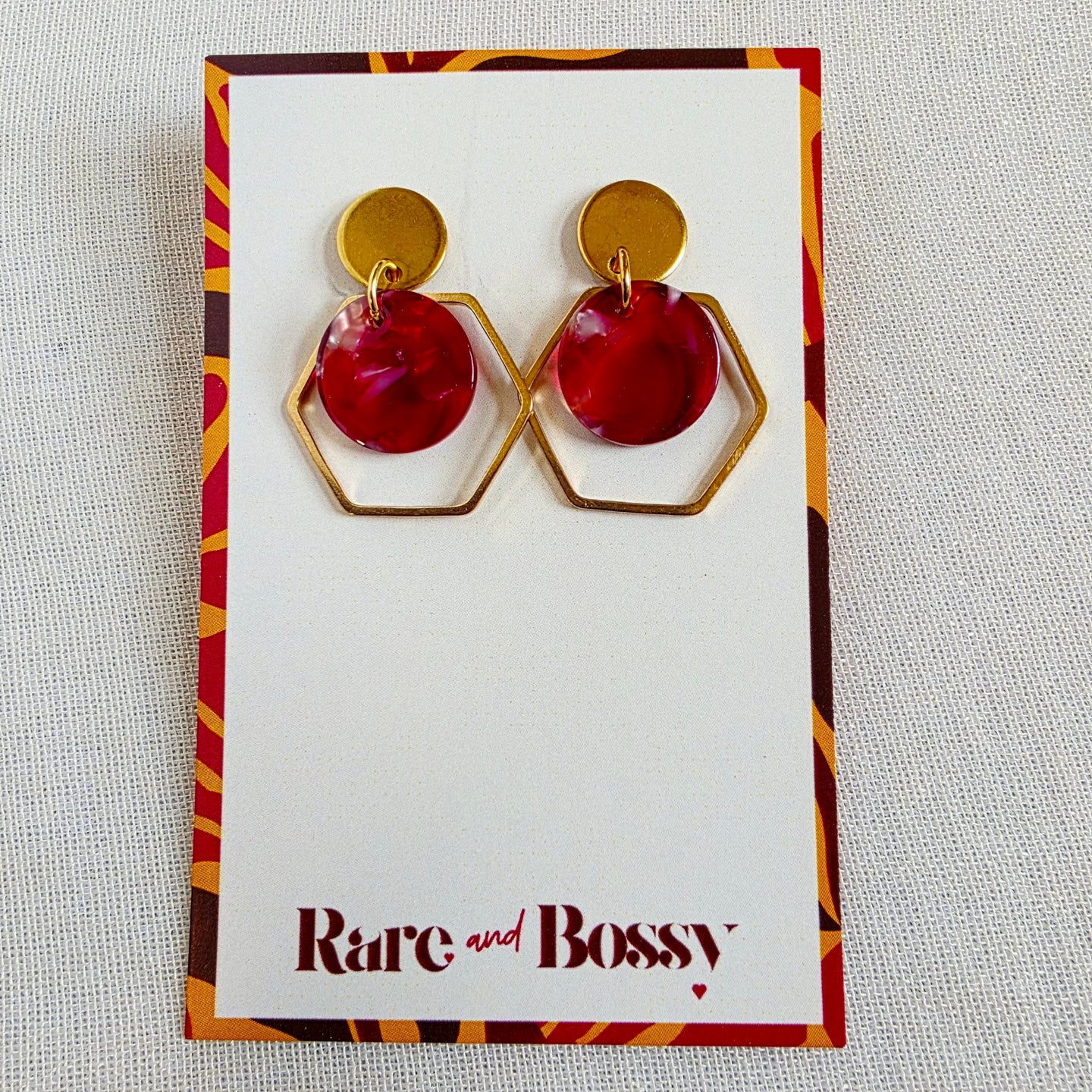 Red Hexagon Dangles
