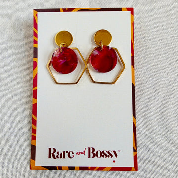 Red Hexagon Dangles