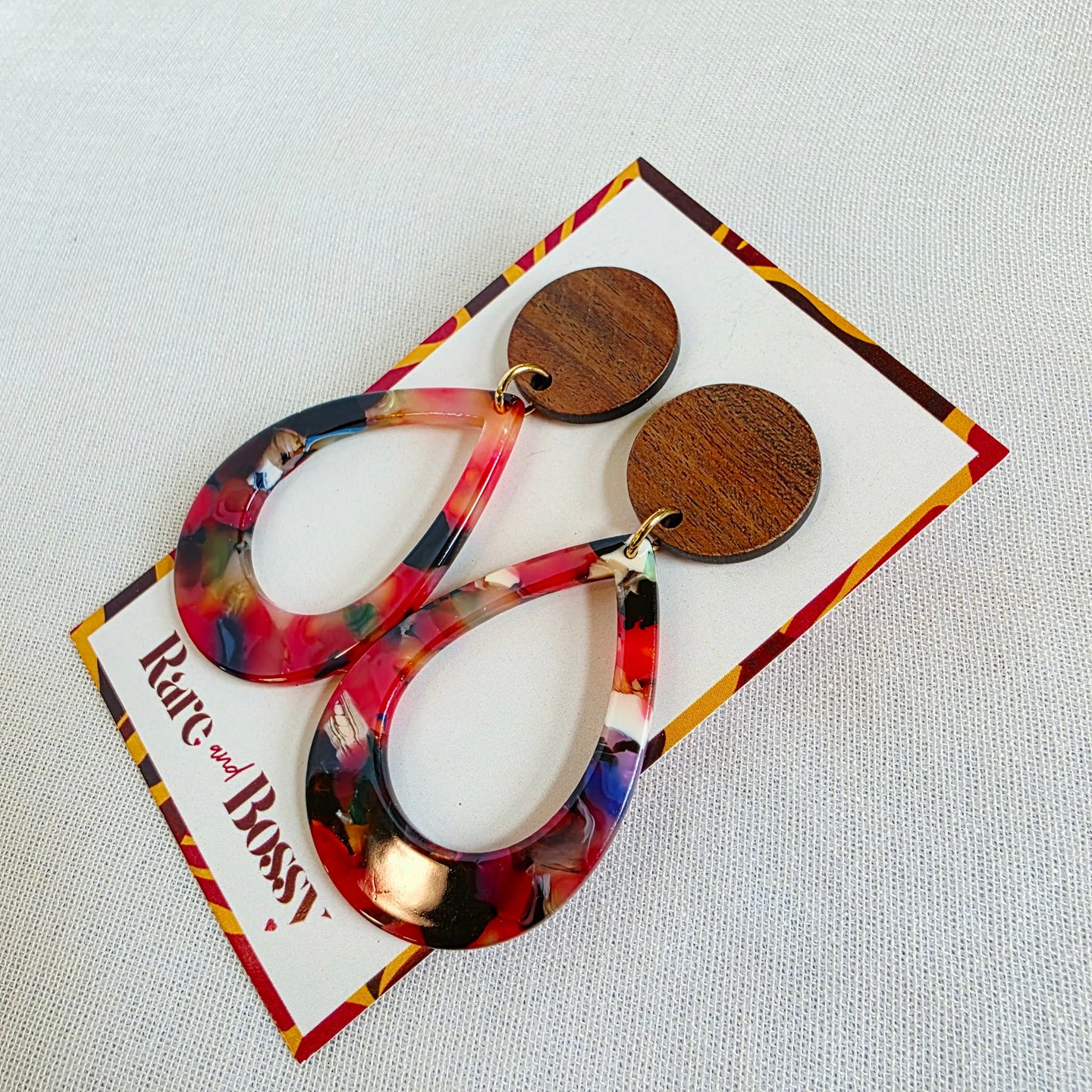 Red Confetti Teardrop Dangles