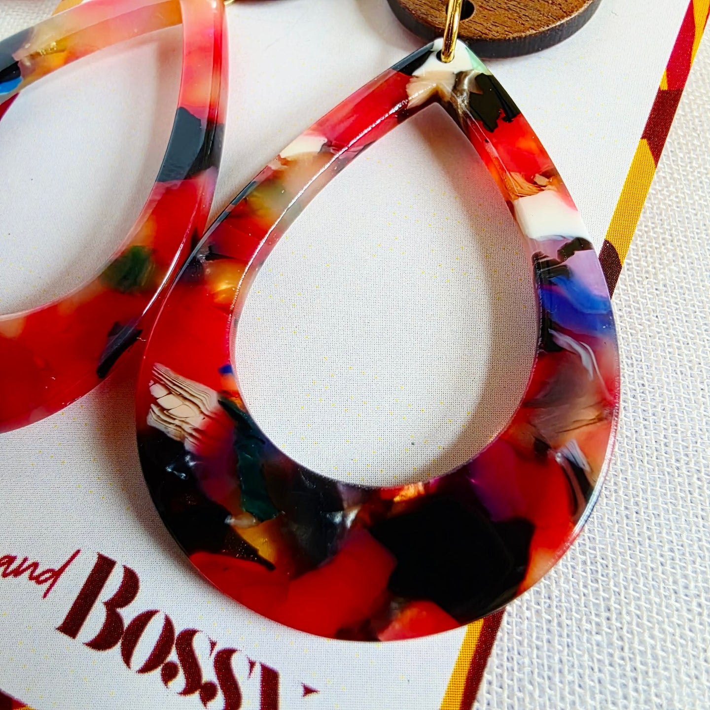 Red Confetti Teardrop Dangles