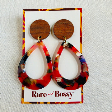 Red Confetti Teardrop Dangles