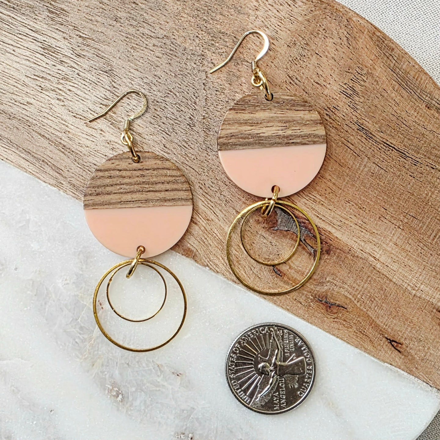 Pink Layered Drop Dangles