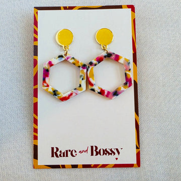 Pink Hexagon Dangles