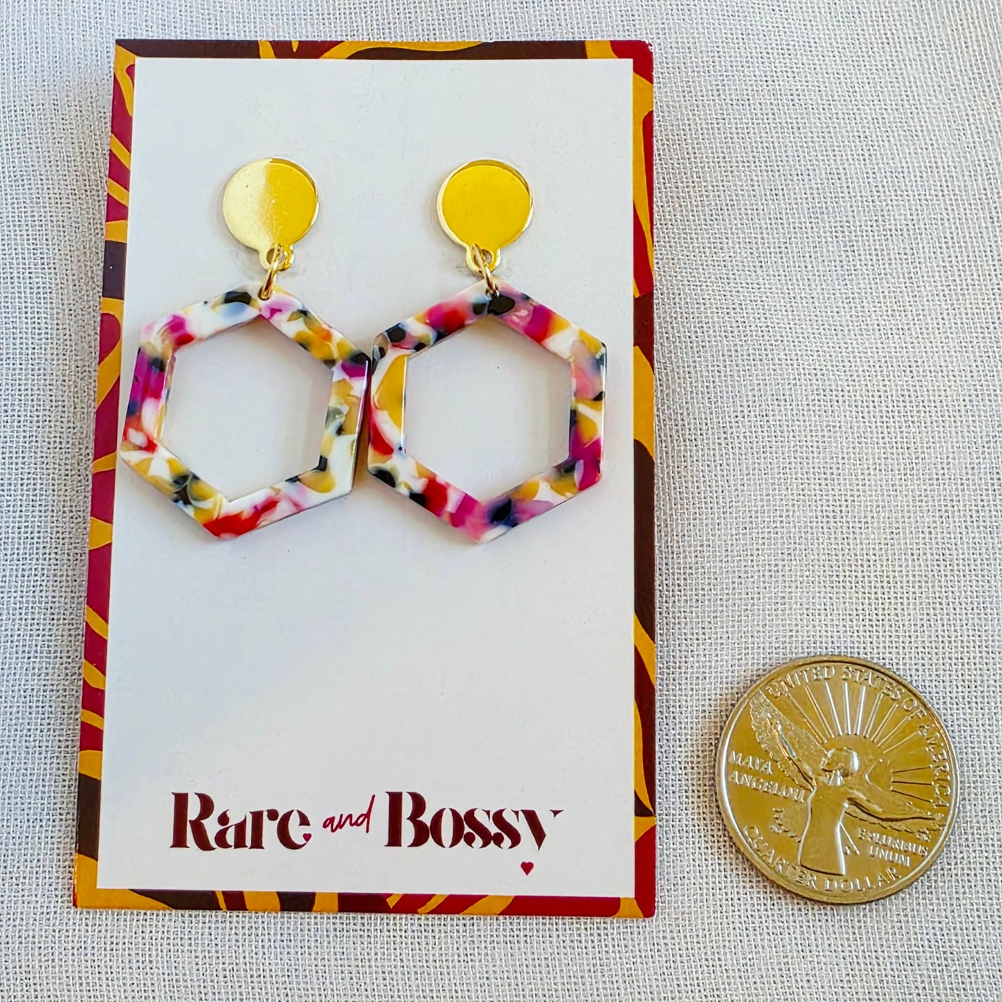 Pink Hexagon Dangles