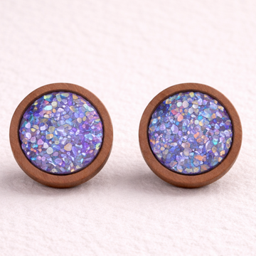 Purple Druzy Studs