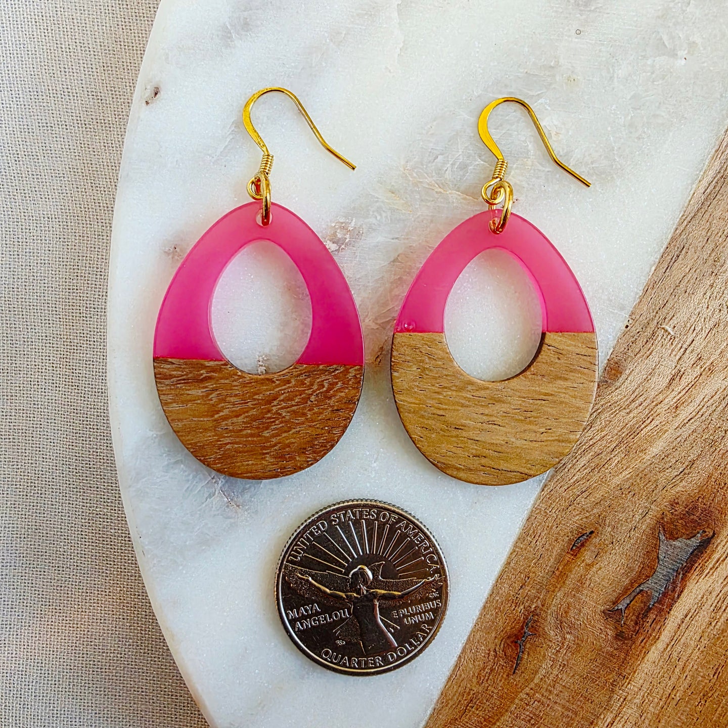 Hot Pink Teardrop Dangles