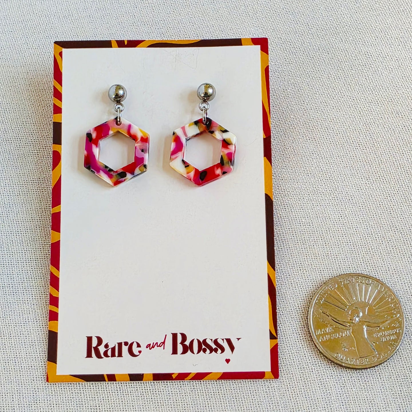 Multicolor Mini Hexagon Dangles