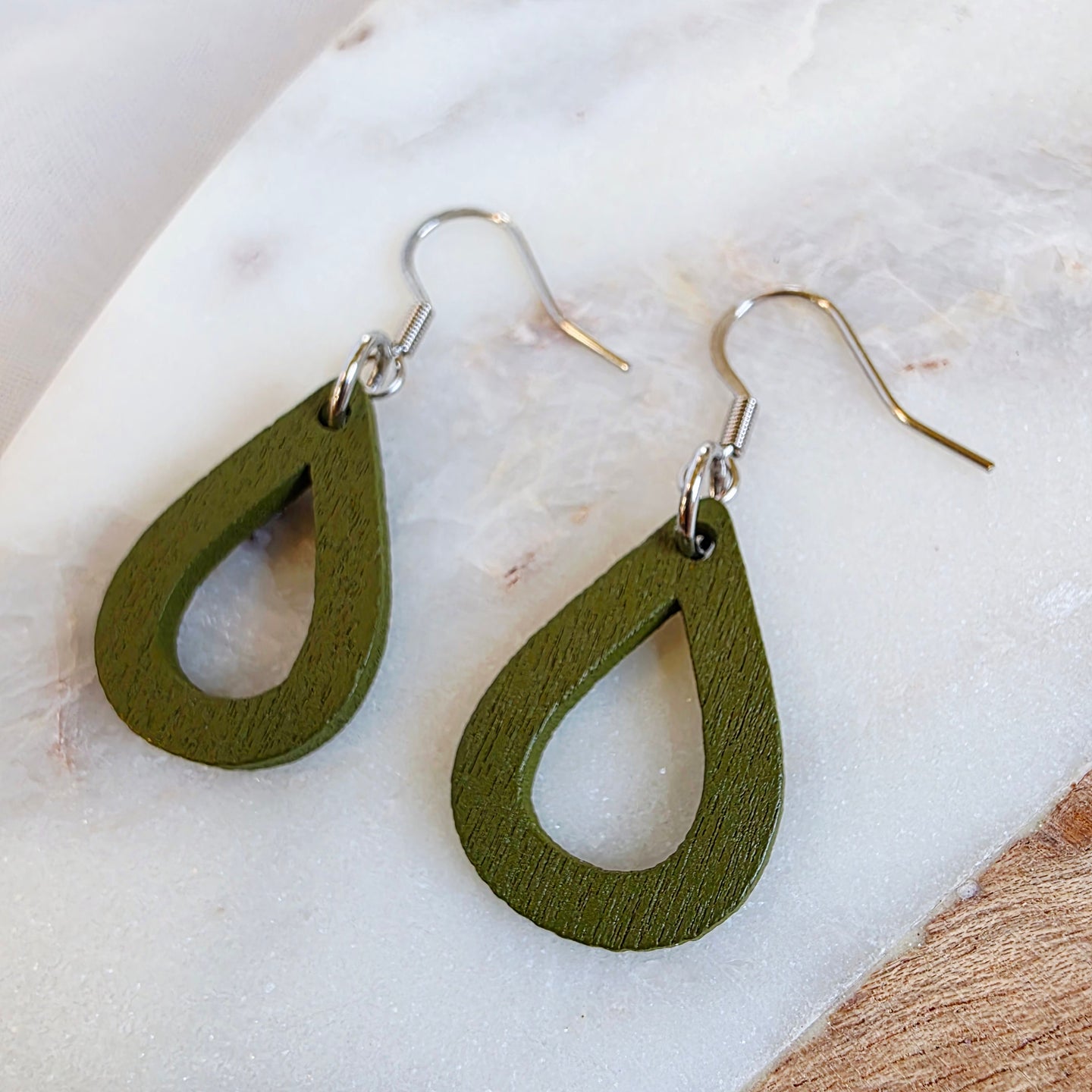 Green Open Mini Teardrop Dangles