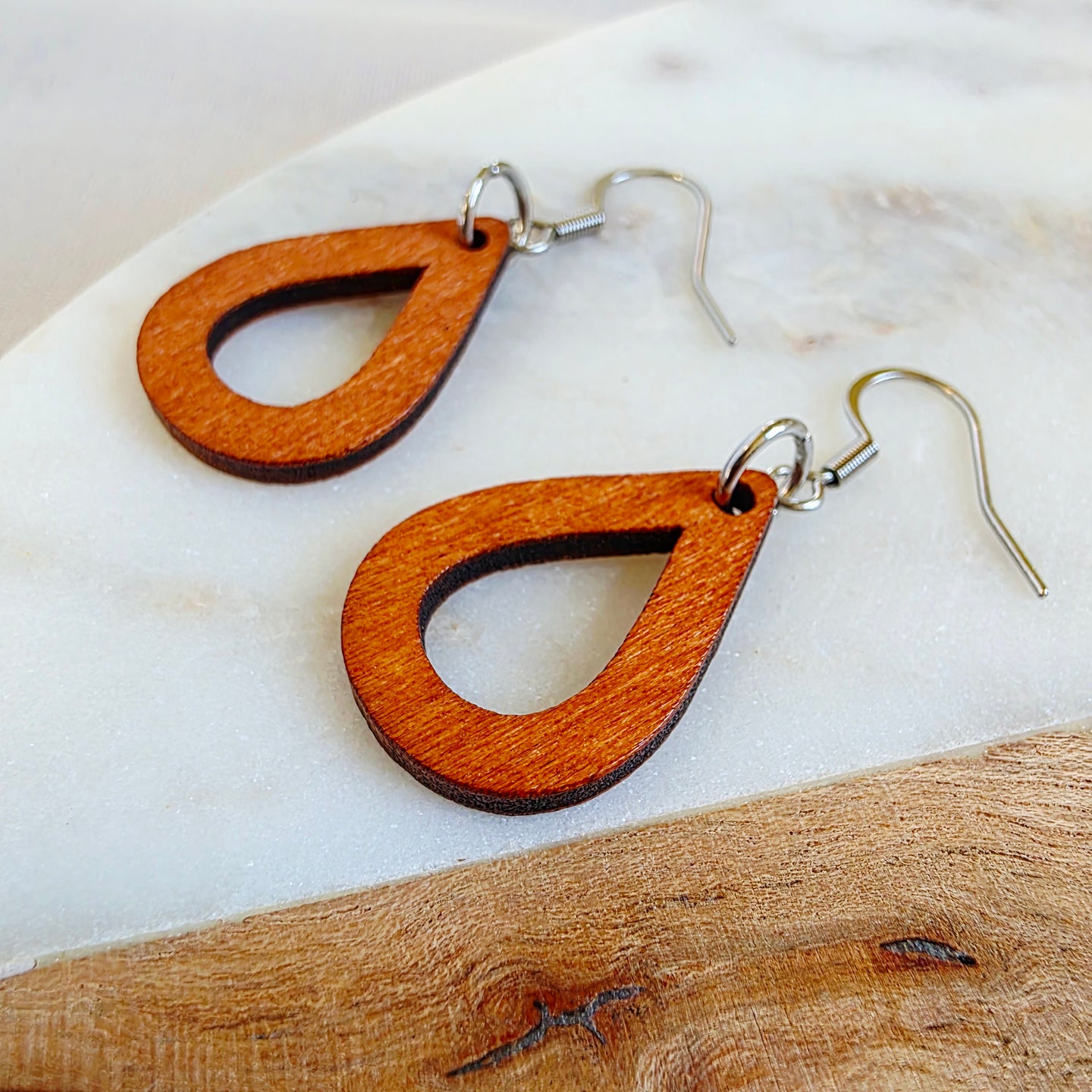 Brown Open Mini Teardrop Dangles