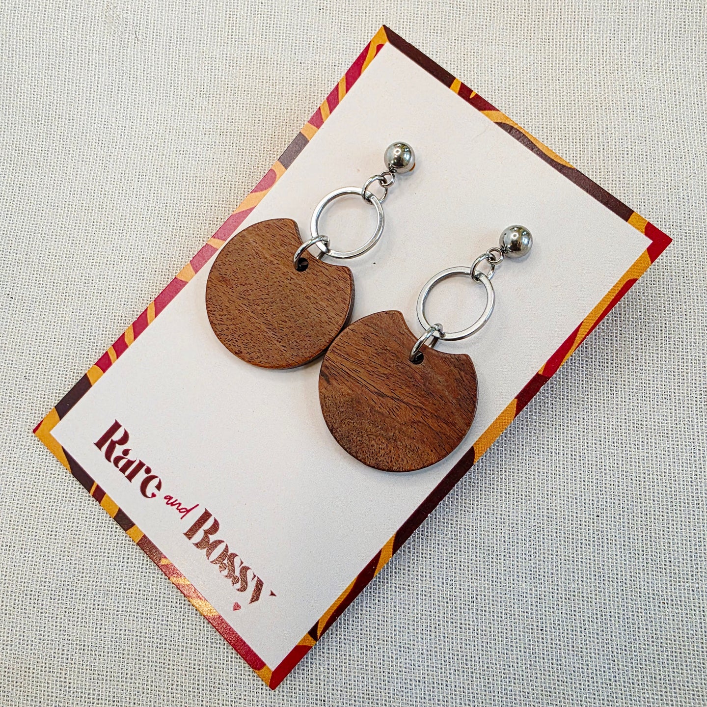Walnut Double Circle Dangles