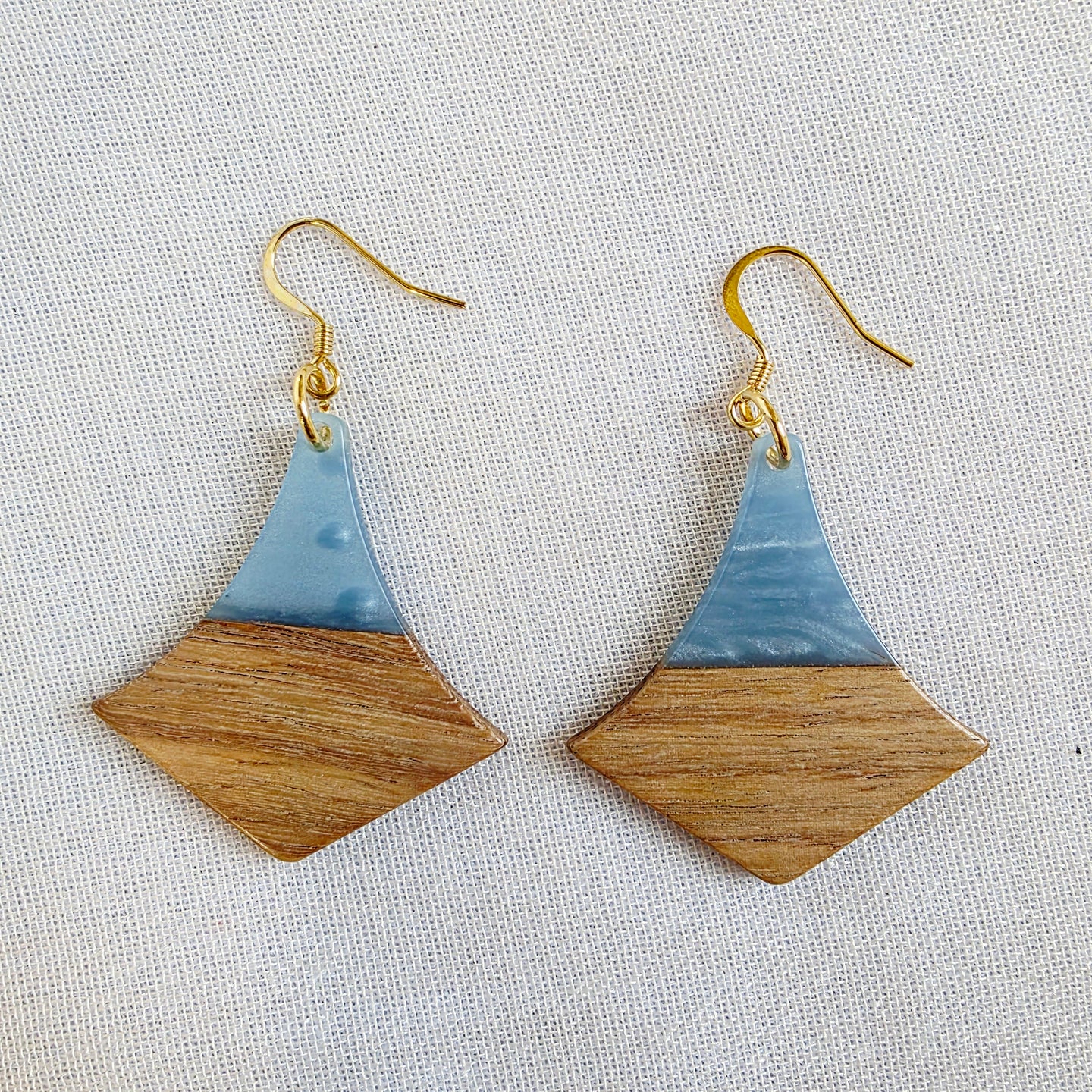 Blue Diamond Wood + Resin Dangles