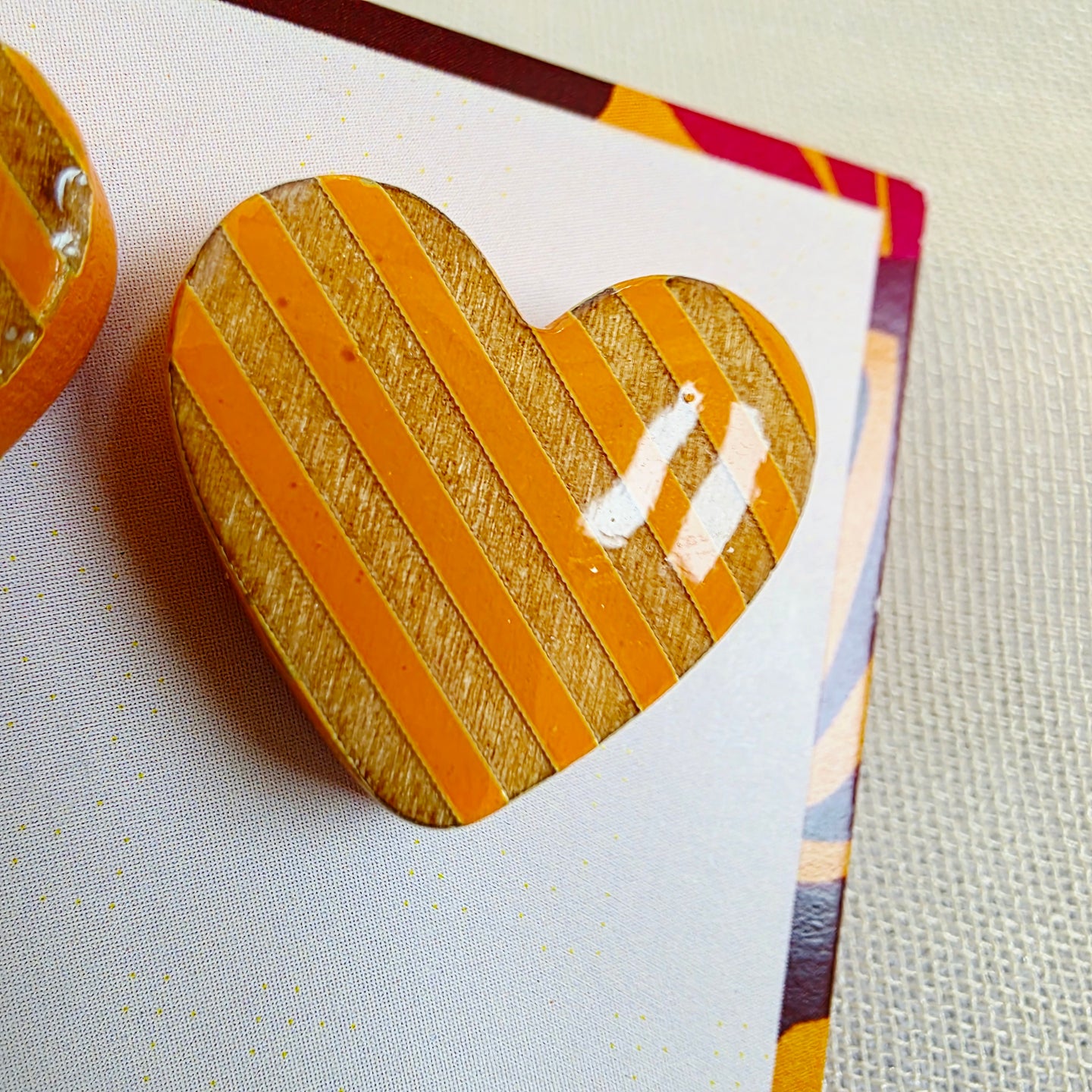 Orange Heart Studs
