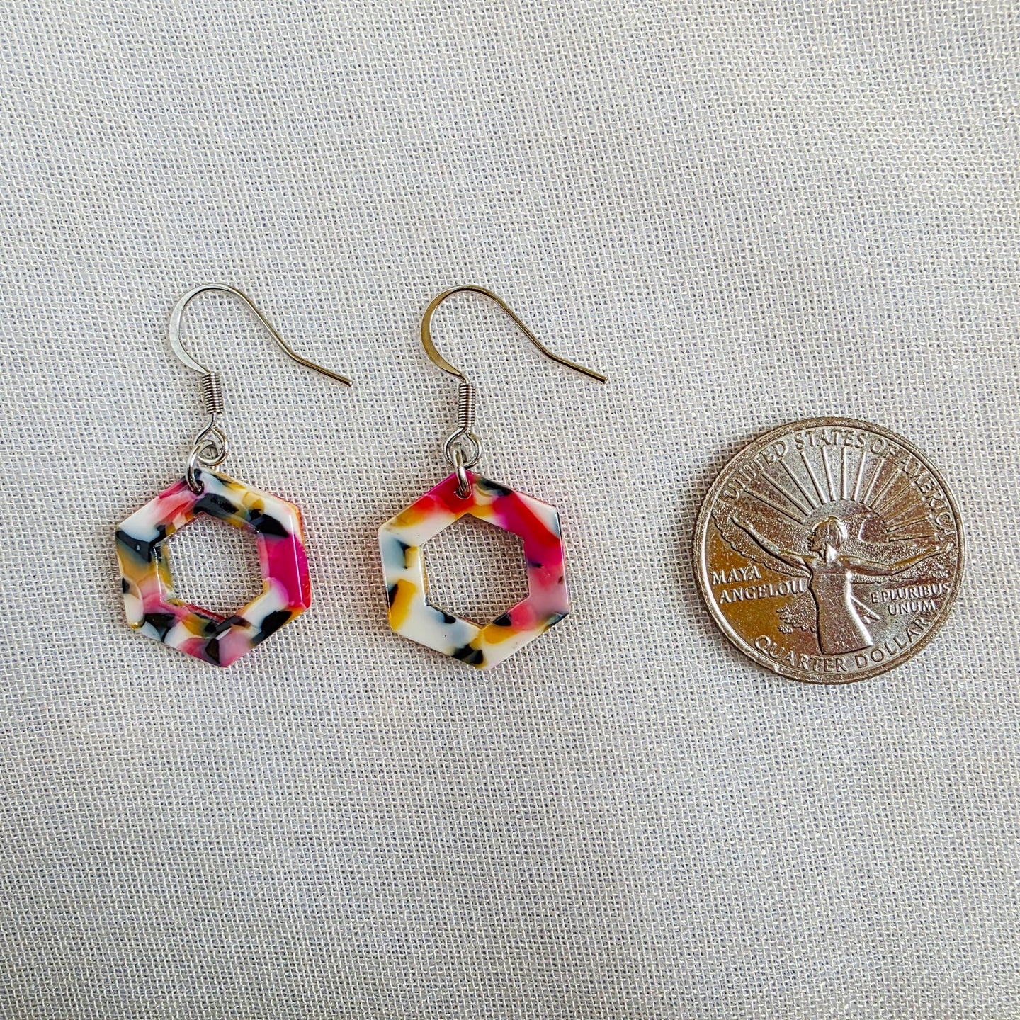 Multicolor Mini Hexagon Dangles