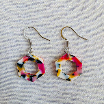 Pink Mini Hexagon Dangles
