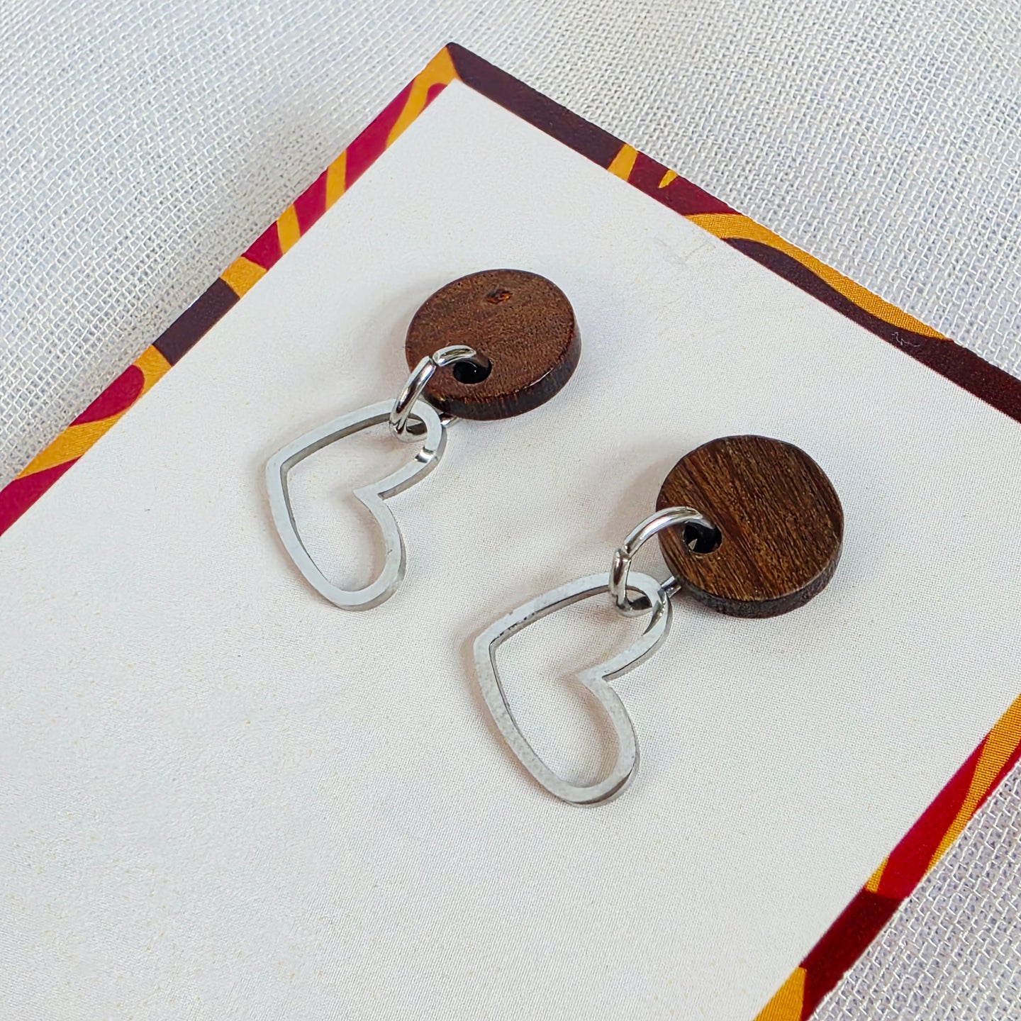 Wood Heart Drop Dangles